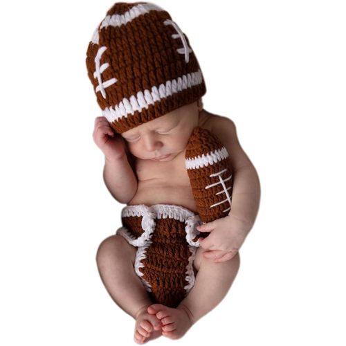 Baby Photography Outfits Crochet Knitted Football Player Outfits Newborn Photo Sports Costume 0-1 Month