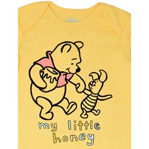 Disney Winnie the Pooh Tigger Eeyore Newborn Baby Boys 3 Pack Long Sleeve Bodysuits Yellow/Orange/Gray 0-3 Months