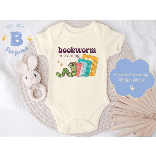 Bookworm in Training Onesie® - Baby Bodysuit - Cute Reading Baby Gift - Literacy Newborn Outfit - Natural Color