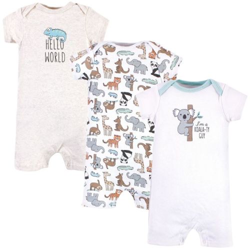 Hudson Baby Infant Boys Cotton Rompers, Zoo Animals, 0-3 Months