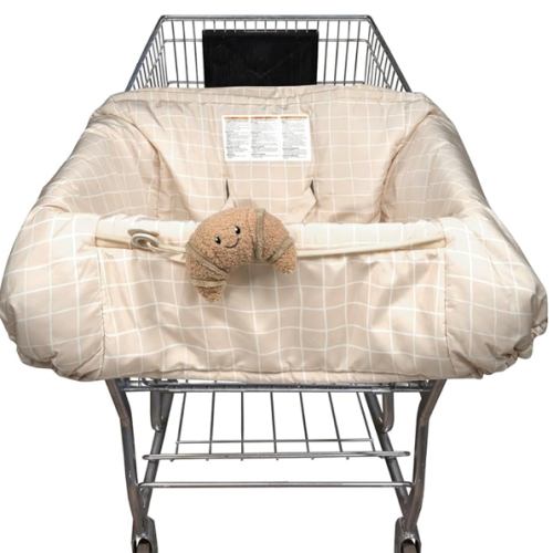 Boppy Shopping Cart Cover for Baby - 360° Coverage Cart Cover for Babies with Safety Harness, Toy Tether, One-Hand Placement, Machine-Washable, 6 Month & Up - Croissant