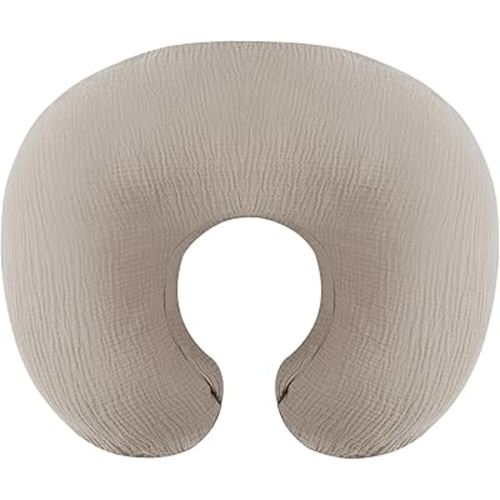 Muslin Nursing Pillow Cover Soft 100% Cotton Feeding Pillow Slipcover Fits Standard Infant Nursing Pillow or Positioner for Baby Boy and Girl, Fog