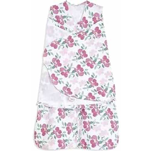 HALO 100% Cotton Sleepsack Swaddle, 3-Way Adjustable Wearable Blanket, TOG 1.5, Stems, Small, 3-6 Months