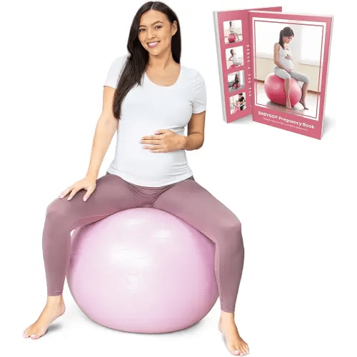 BABYGO® Birthing Ball for Pregnancy & Labor + Our Award Winning Book - Exercise, Birth & Recovery Plan, 5X Stronger Than a Yoga Ball with Eco Friendly Material
