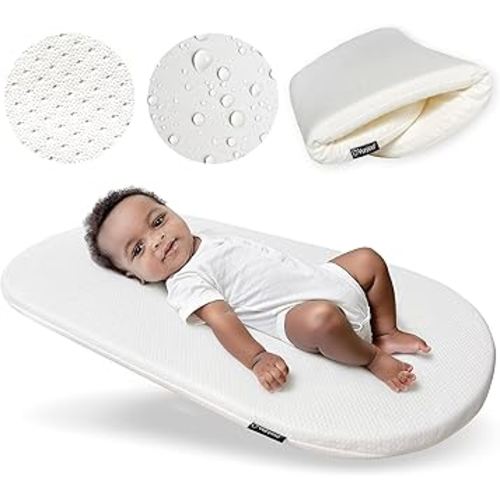 Yunioo Foldable Baby Changing Pad. Moses Basket or Oval Bassinet Mattress Pad with Ultra Soft Cover. Replacement Diaper Changing Station Mattress. Changing Table Topper for Dresser. 29” x 15”