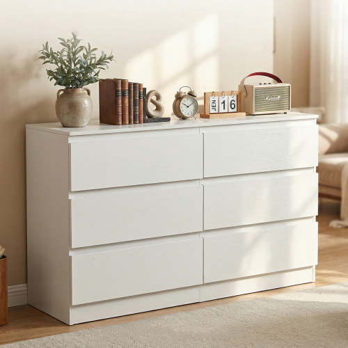 TrumanPick White Dresser 6 Drawer Wood Dresser for Bedroom 47"W Chest of Drawers for Living Room, 16"D x 31"H