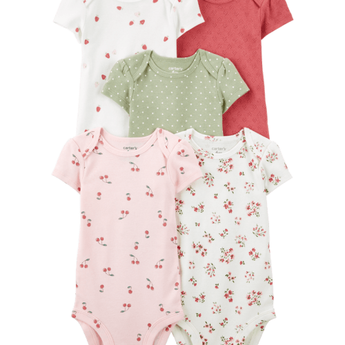 Multi Baby 5-Pack Cherries & Hearts Short-Sleeve Bodysuits | Carter’s Oshkosh Canada