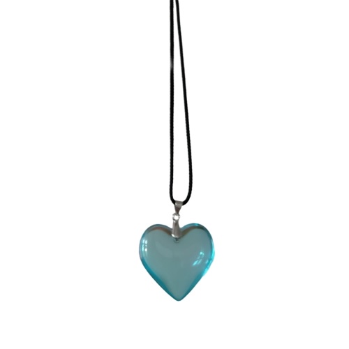 Clear Glass Heart Pendant Necklace Lace up Collar Necklace Fashion Choker