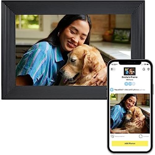 Aura Carver WiFi Digital Picture Frame | The Best Digital Frame for Gifting | Send Photos from Your Phone | Quick, Easy Setup in Aura App | Free Unlimited Storage | (Gravel)