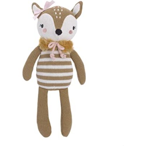 Deer 100% Cotton Knitted Plush Toy, Penelope, Brown/Pink