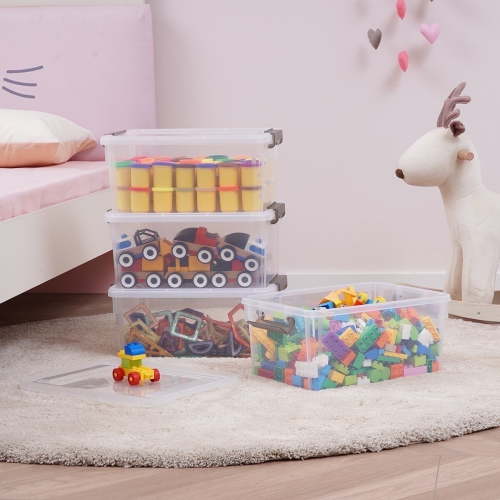 17 Qt Clear Storage Bins with Lids Clear Stackable Plastic Totes Containers 4 Pack 16x11.6x7.3 in