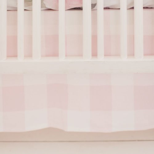 Floral and Pink Buffalo Plaid Crib Skirt