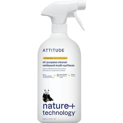 ATTITUDE All Purpose Cleaner, EWG Verified Multi-Surface Products, Vegan, Naturally Derived Multipurpose Cleaning Spray, Citrus Zest, 27.1 Fl Oz