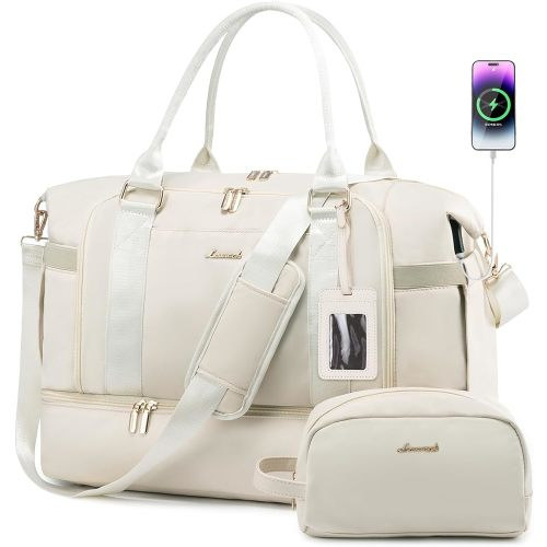 Gym Bag for Women LOVEVOOK Travel Duffel Bag with USB Charging Port,Weekender Bags for Women with Shoe Compartment,Carry on Overnight Bag with Toiletry Bag,Hospital Bags for Labor and Deliver