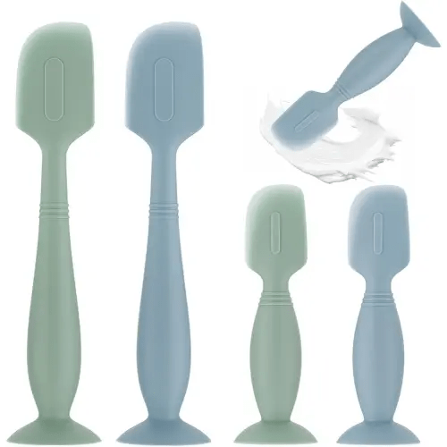 Baby Diaper Cream Spatula,4 Pack Silicone Diaper Cream Applicator Baby Butt Paste Spatula Diaper Cream Brush for Newborn Baby, 2 x Large Size, 2 x Small Size (Green+Blue)