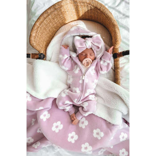 Lola Sherpa Hooded Romper Orchid