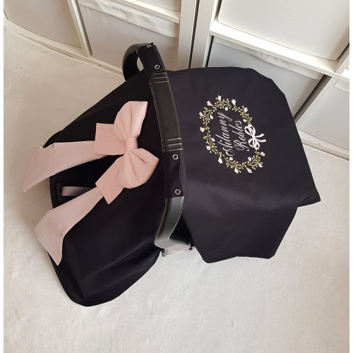 Black and Light Baby Pink Baby Car Seat Cover Girl with Floral Embroidery , Custom Baby Carseat Canopy Cover Girl , Girl Baby Shower Gift