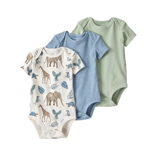little planet by carter's Unisex 3-pack Short Sleeve Bodysuits Made With Organic Cotton