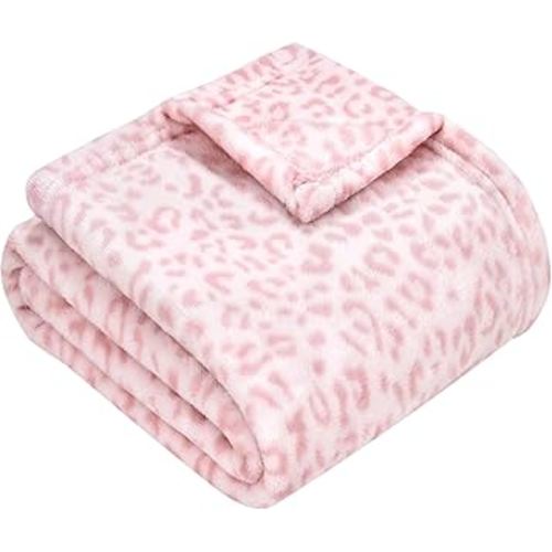Yurhap Leopard Print Baby Blanket Fleece Baby Blankets for Girls, Ultra Soft Cozy Fluffy Infant Toddler Newborn Receiving Blankets for Crib Stroller, 30"x40", Light Pink