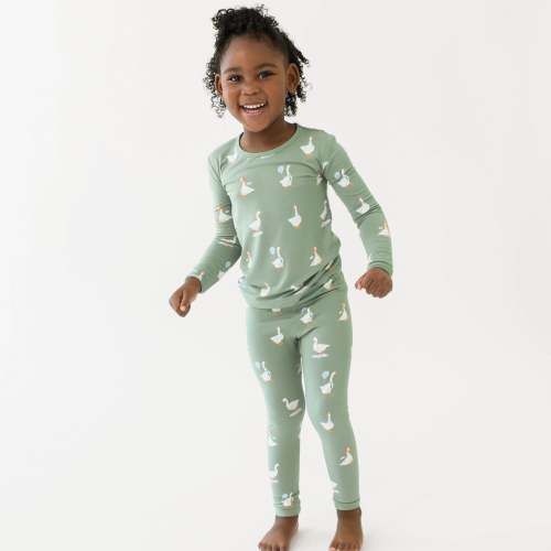 Goose Print Children's Long Sleeve Pajamas | Kyte Baby