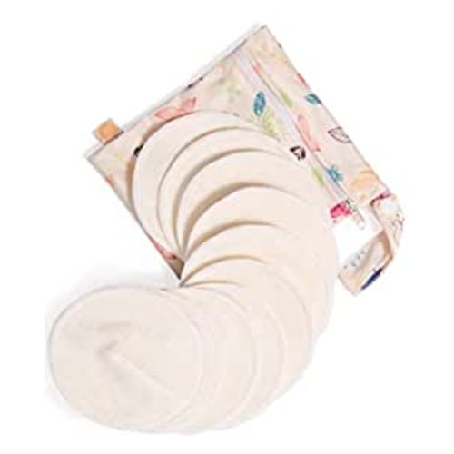 Kindred Bravely Organic Reusable Nursing Pads 10 Pack | Washable Breast Pads for Breastfeeding, Leaking with Carry Bag - Regular - 10-Count - Beige Multicolored