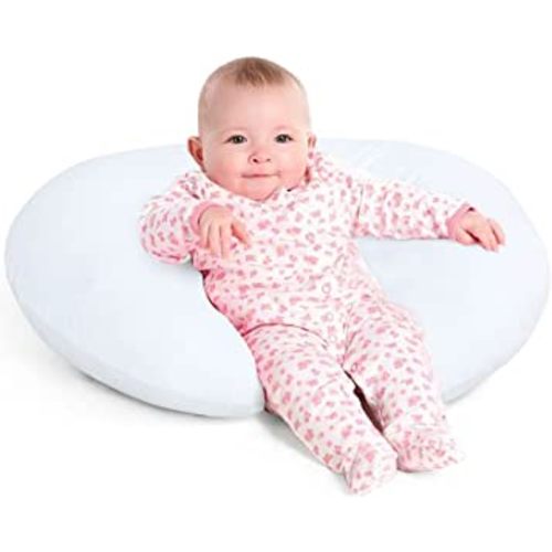 Nursing Pillow, White Breastfeeding Pillows, Made of Soft Cotton Cover and Breathable Filling, Infant Feeding Support Pillow for 0-12 Months, Multi-Functional & Portable Support Cushion for Travel
