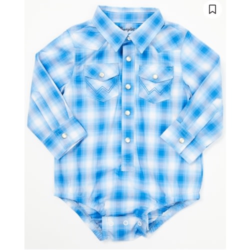 Wrangler Infant Boys' Plaid Print Long Sleeve Snap Onesie | Boot Barn