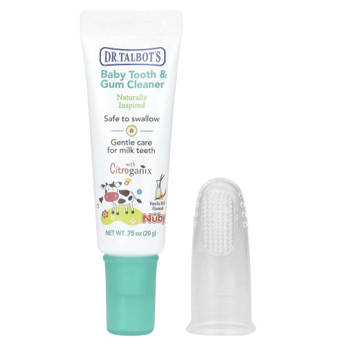 Dr. Talbot's Baby Tooth & Gum Cleaner with Gum Massager, 0 m+, Vanilla Milk, 2 Piece Set