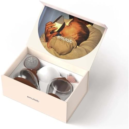Baby Bottle Starter Kit Includes 2 Bottles 2 Nipples 2 Caps 2 Lids 2 Responsive Flow Valves, Cleaning Brush - Deep - Shape 3-RFV