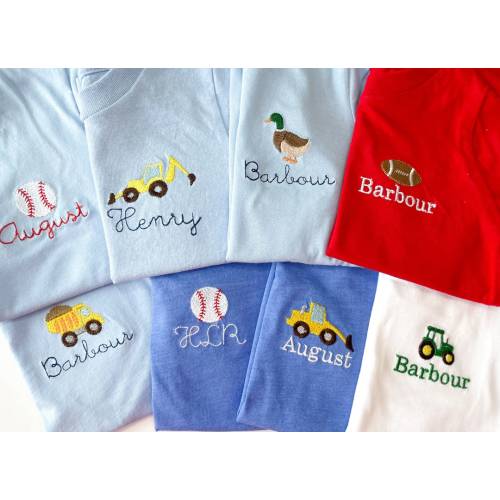 Custom Embroidered Boy Shirt | Toddler Shirt | Tractor Shirt | Puppy Shirt | Construction Truck Shirt | Long Sleeve Boy | Short Sleeve Boy