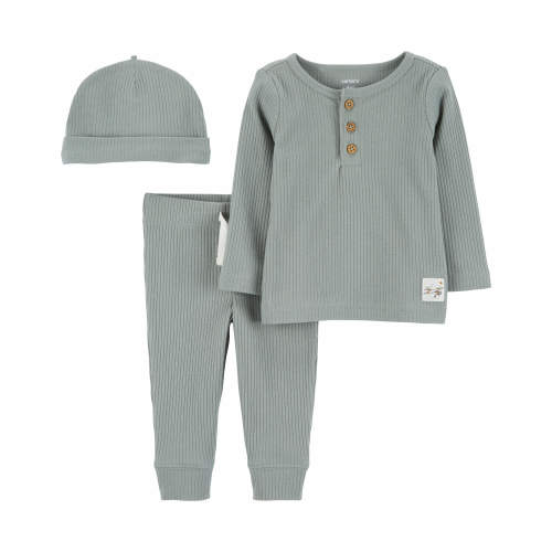 Baby 3-Piece Thermal Outfit Set - 3M - Style,Green