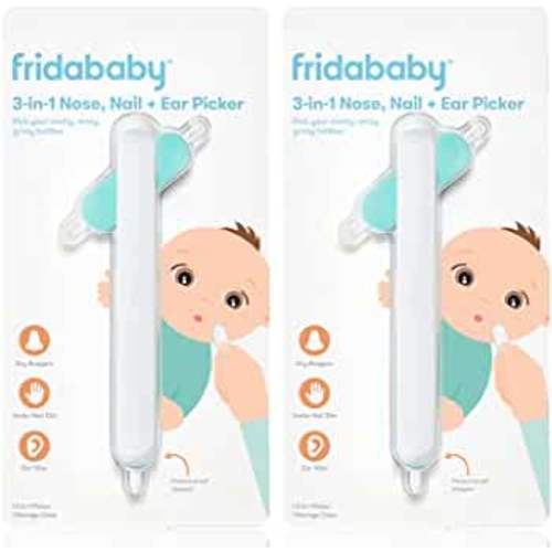 Frida Baby 3-in-1 Nose, Nail + Ear Picker [2 Count] by Frida Baby The Makers of NoseFrida The SnotSucker, Safely Clean Baby's Boogers, Ear Wax & More