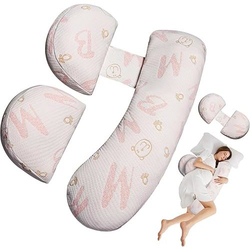 Pregnancy Pillow for Pregnant Women, Maternity Pillow for Sleeping with Detachable and Adjustable Pillow Cover, Pregnancy Body Pillow Support Legs, Back, Belly, HIPS