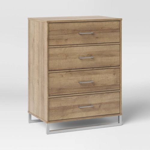 Mixed Material 4 Drawer Dresser Natural Wood - Room Essentials™: Mdf Frame, Spot Clean, Astm Compliant