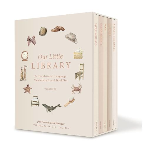 Our Little Library Vol. 2: First 100 Words Board Book Box Set, including Ocean Animals, Safari Animals, Food and Drink, Clothes, and Around the House (Tabitha Paige Children's Book Series)