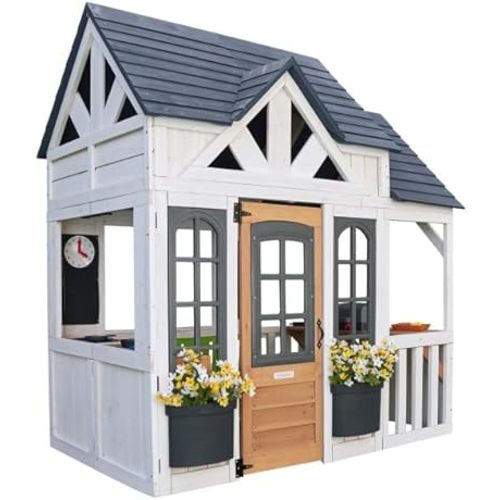 KidKraft Lantana Lane Outdoor Wooden Playhouse with Kitchen and Flap Door