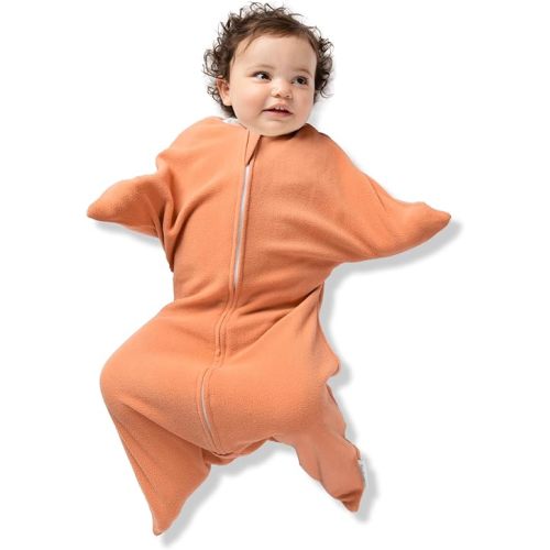 SleepingBaby Zipadee-Zip Transition Swaddle - Fleece Baby Swaddle Blanket with Zipper Convenience - Spice, X-Small (3-6 Month)