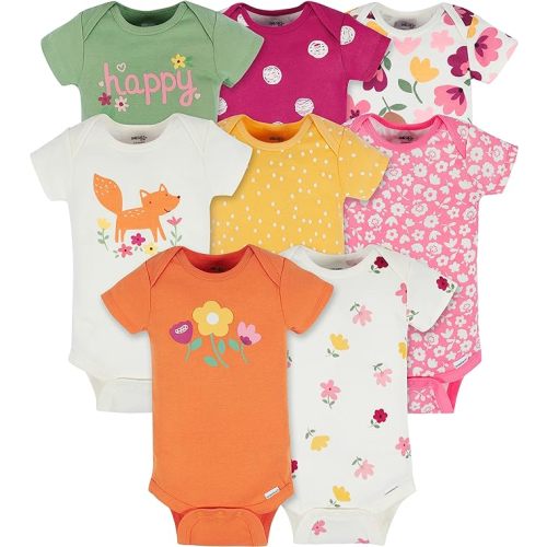 Onesies Brand baby-girls 8-pack Short Sleeve Mix & Match Bodysuits - 3-6 Months - Fox