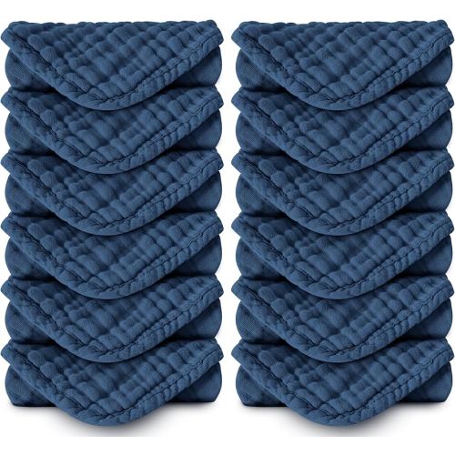 Muslin Burp Cloths 100% Cotton Large 20''x10'' Extra Soft and Absorbent Baby Wash Cloths Spit Up Rags - Baby Burping Cloth for Boys Girls Items(12 Pack Navy Blue)