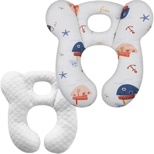 Baby Travel Pillow, Upgrade U-Shape Infant Pillow for Car Seat Pushchair and Stroller, Soft Comfortable Sleep Cushion for Kids Newborn and Toddler -Starfish White