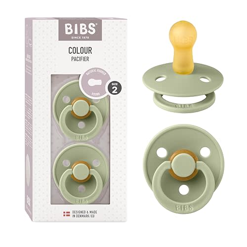 BIBS Pacifiers Colour Collection | Natural Rubber Baby Pacifier | Set of 2 BPA-Free Soothers | Made in Denmark | 6+ Months (Pack of 2) | Sage