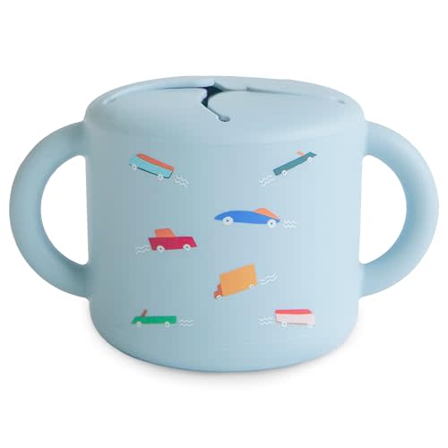 mushie Silicone Snack Cup | Spill Proof Food Container (Retro Cars)