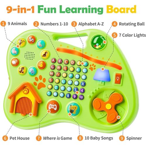 9-in-1 Bilingual Learning Toys for Toddlers 1-3, Montessori Educational Toy for 1-2 Year Old Girl Boy, Musical Baby Toy 6-12-18 Month Age, First Christmas 1st Birthday Gifts for 1+ Year Old
