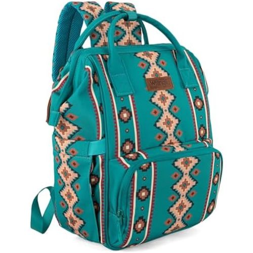 Wrangler Aztec Backpack Organized Daypack Travel Baby Bag with Stroller Strap and Side Bottle Pockets