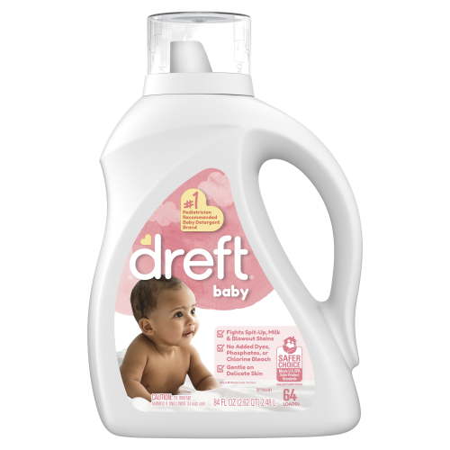 Dreft Liquid Laundry Detergent for Babies, Tackles 100% of Common Baby Stains, 84 fl oz, 64 Loads