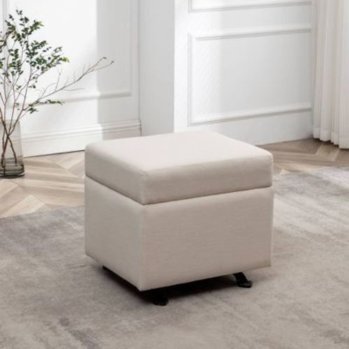 Light tan 25" Wide Rectangle Gliding Ottoman - WOVENBYRD