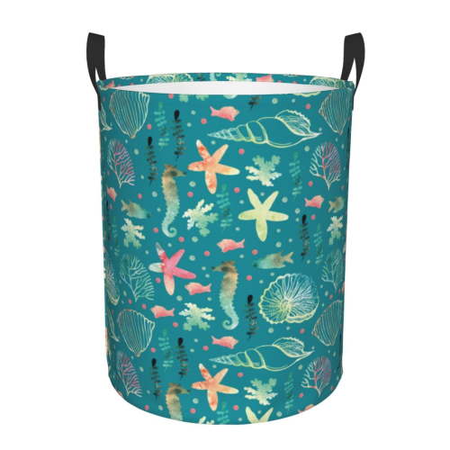 Large Laundry Basket with Handles - seashell ocean Kids Baby Dirty Clothes Laundry Hamper for Bedroom Aesthetic