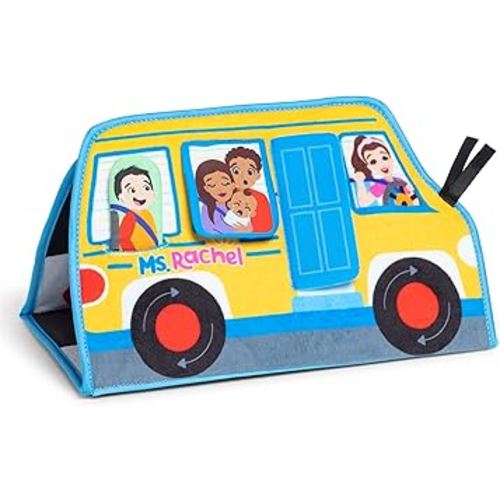Tummy Time Activity Bus Folding Play Mat with Baby Mirror & Sensory Toys for Interactive Play Baby Learning Toys for Boys & Girls Ages 0-1+