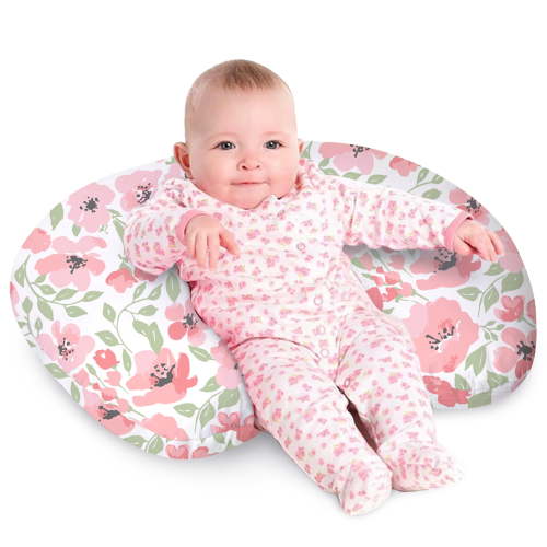 Grape Tummy Time Pillow, Breathable Breastfeeding Support Pillow,Baby lounger pillow for Bottle Feeding,Removable Cover,Sitting Support,Dahlia（included 1 Pillow insert）