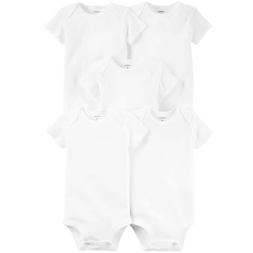 5-Pack Short-Sleeve Original Bodysuits - NB - White